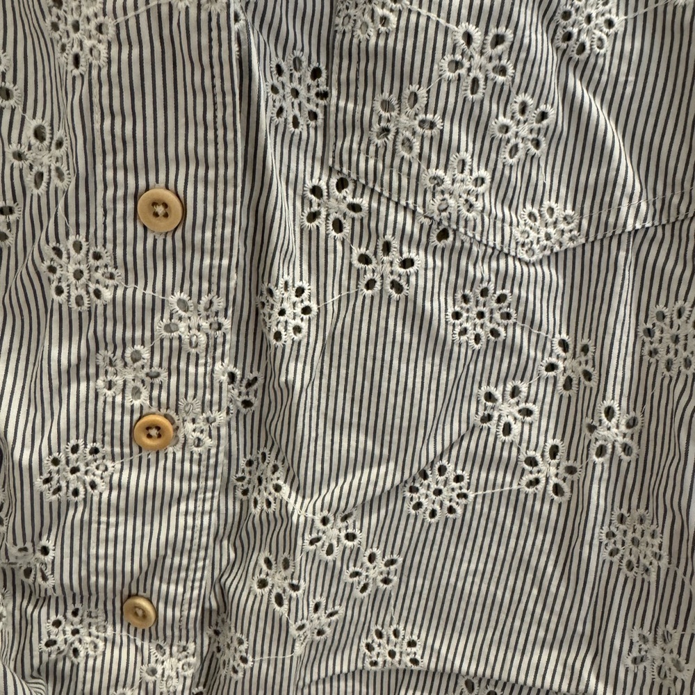 Madewell Black and White Embroidered Top